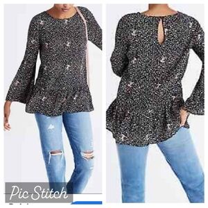 Madewell 100% silk 'Fiesta Paisley' flounce bell sleeve boho blouse size M